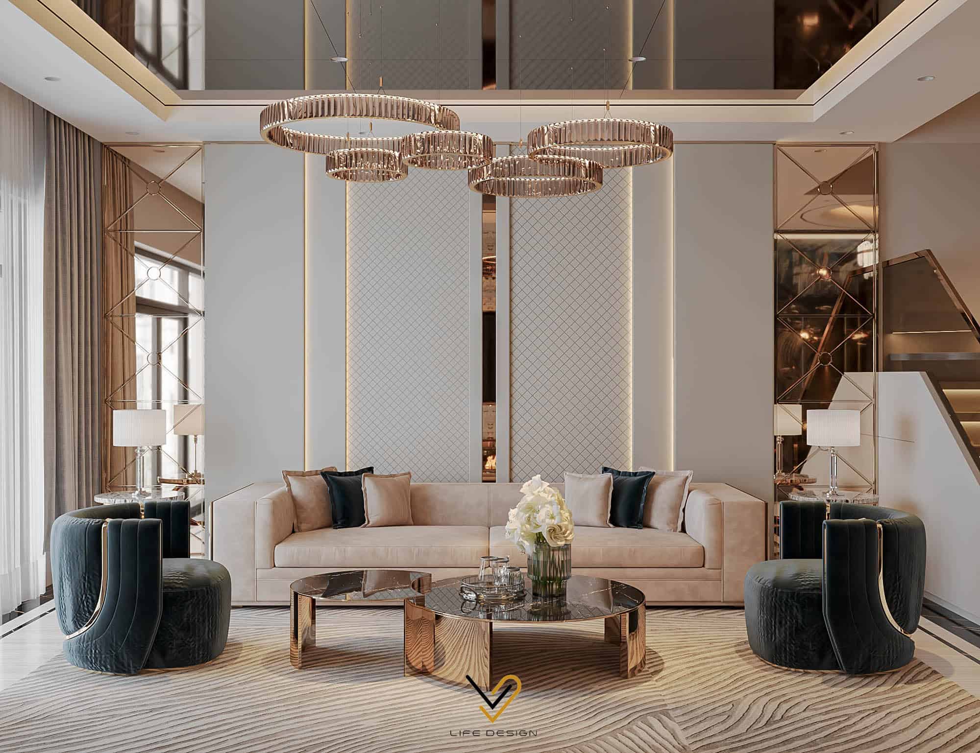 Ứng dụng của inox trong thiết kế phòng khách 