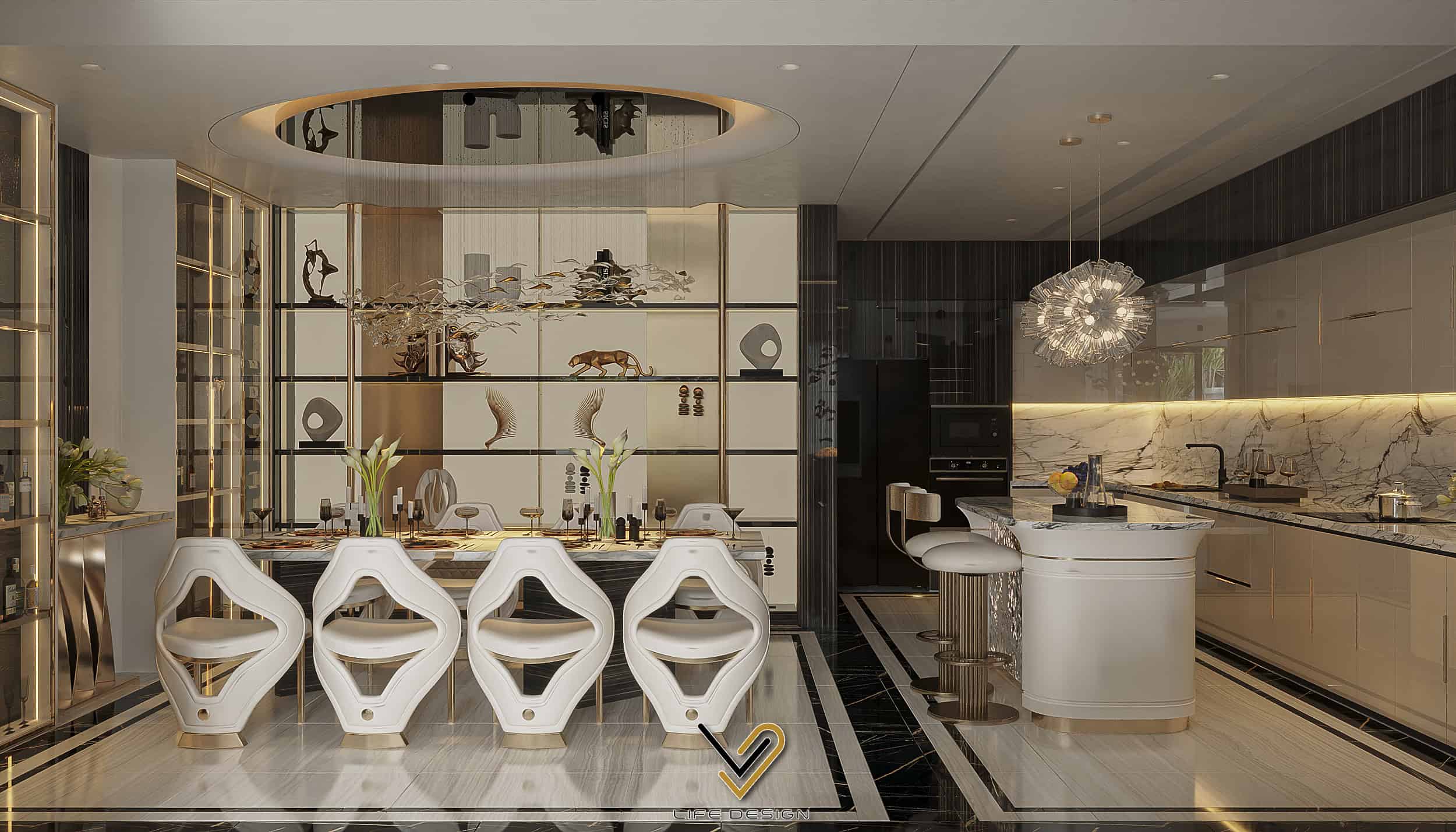 Thiết kế phòng bếp phong cách hiện đại luxury 