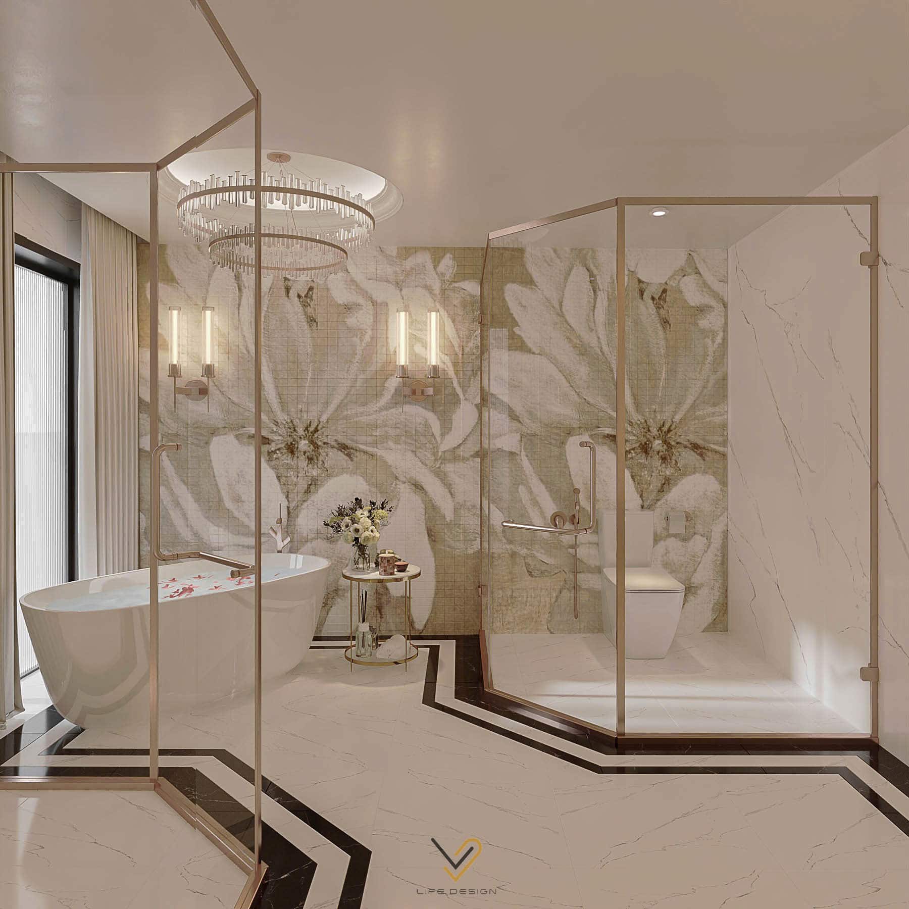 Nẹp khung inox được sử dụng trong nhà tắm nhờ khả năng chống nước và chống mài mòn cao 