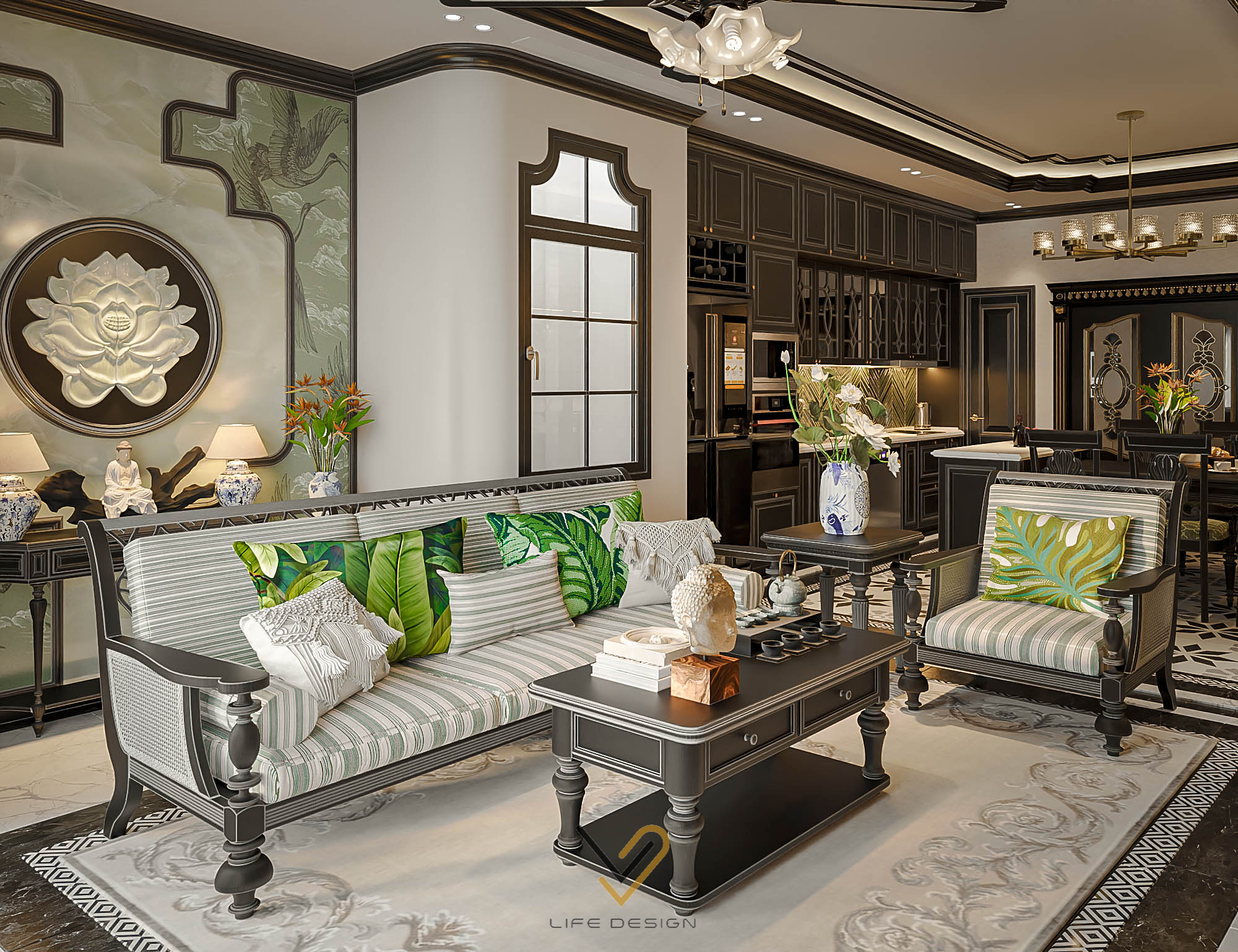 Phong cách Indochine phù hợp với căn biệt thự có kiến trúc Pháp cổ lãng mạn