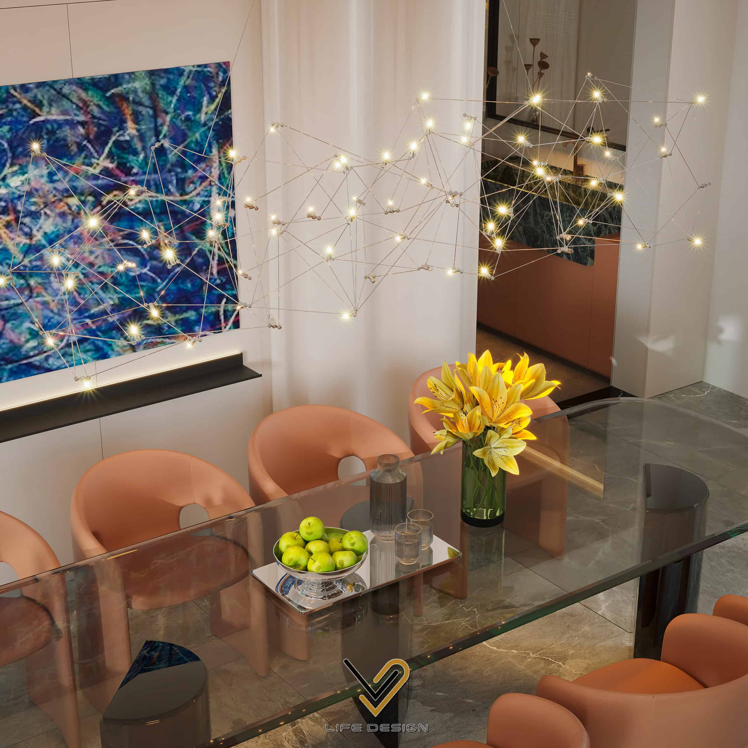 Thiết kế bàn ăn hiện đại với sự phá cách của ghế ăn độc đáo, ấn tượng thị giác 