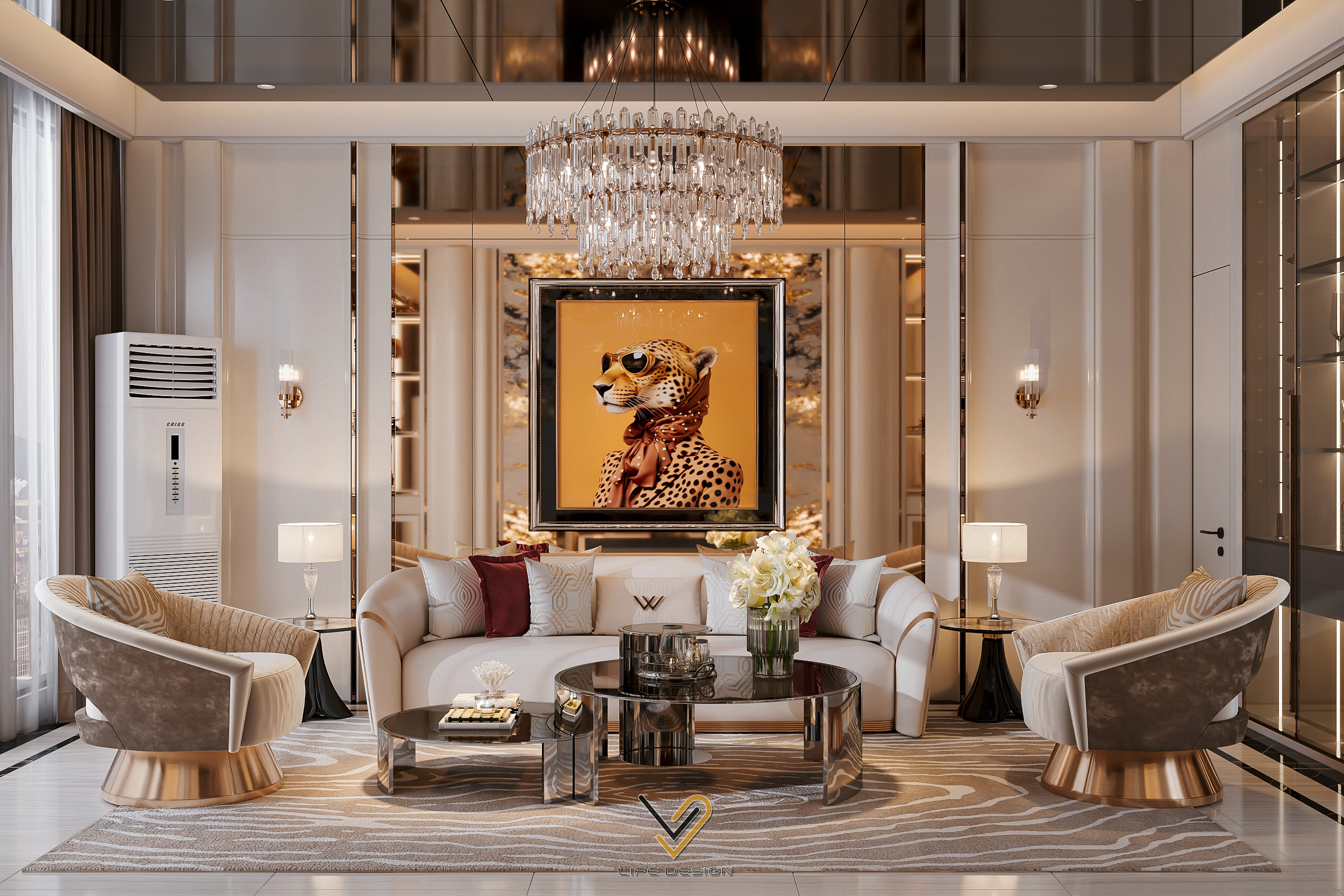 Phong cách hiện đại luxury giúp không gian phô diễn được hết sự sang trọng, đẳng cấp