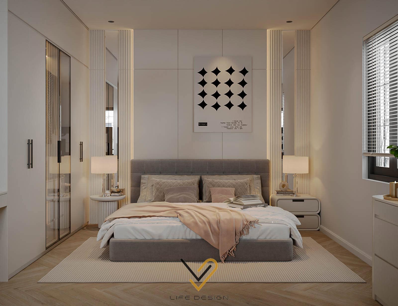 Phòng ngủ bé trai với tone trắng chủ đạo 