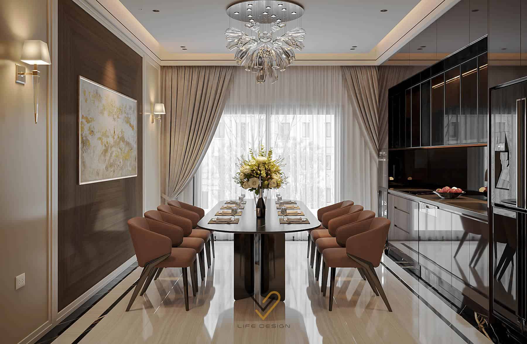 Bàn ăn bo tròn tạo cảm giác mềm mại và an toàn khi sử dụng, đặc biệt với những gia đình có trẻ nhỏ 