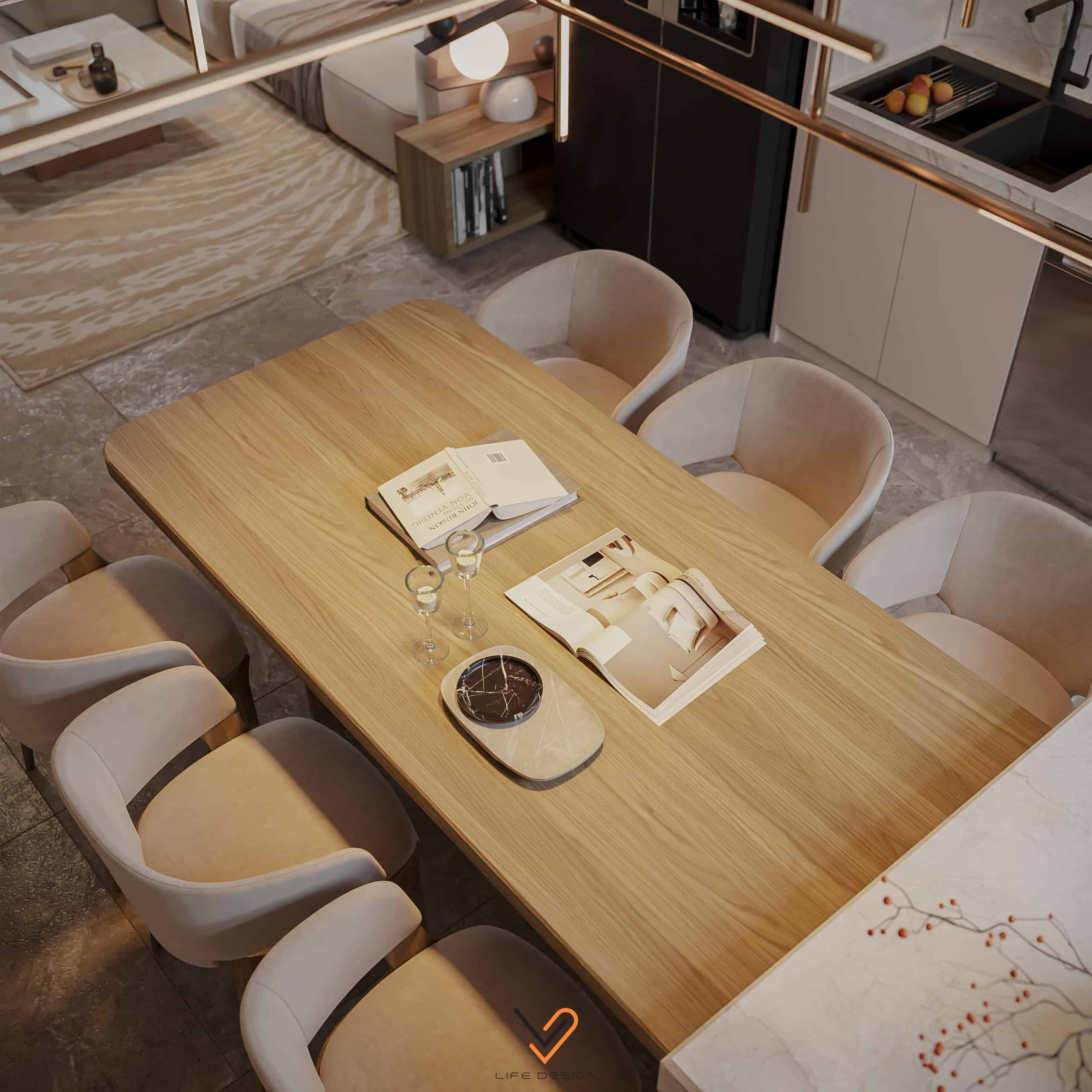 Mặt bàn bằng gỗ tự nhiên trở thành xu hướng thiết kế bàn ăn hiện đại năm 2025 