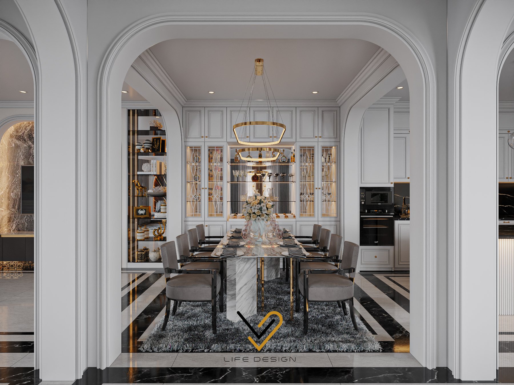 Phòng bếp tân cổ 