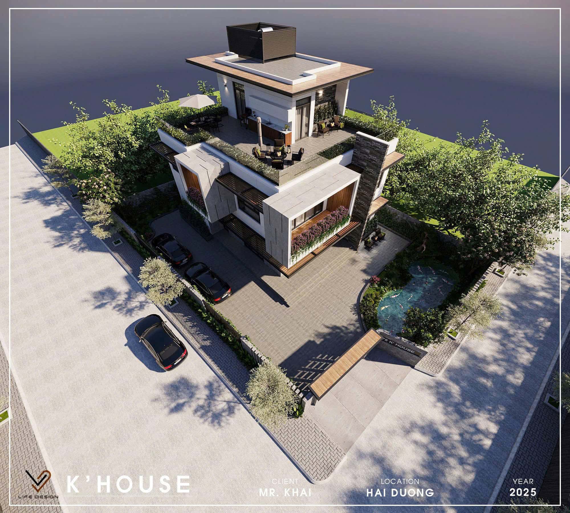 Tổng quan không gian với nhiều mảng xanh tươi mát 