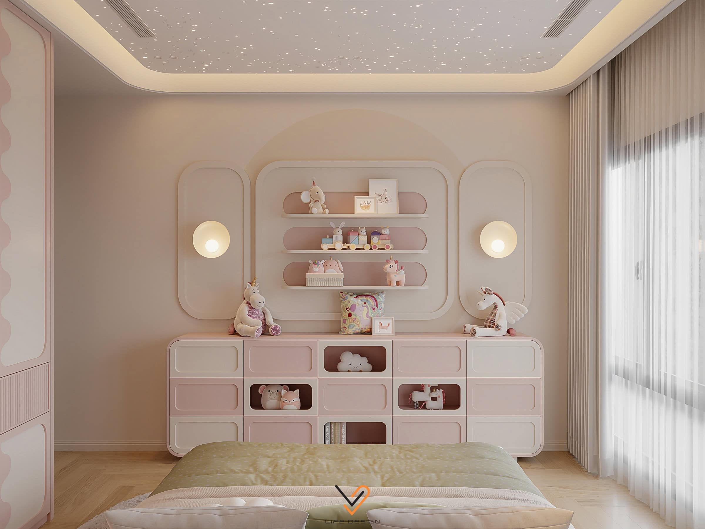 Khu vực kệ trưng bày nhỏ xinh, gọn gàng 