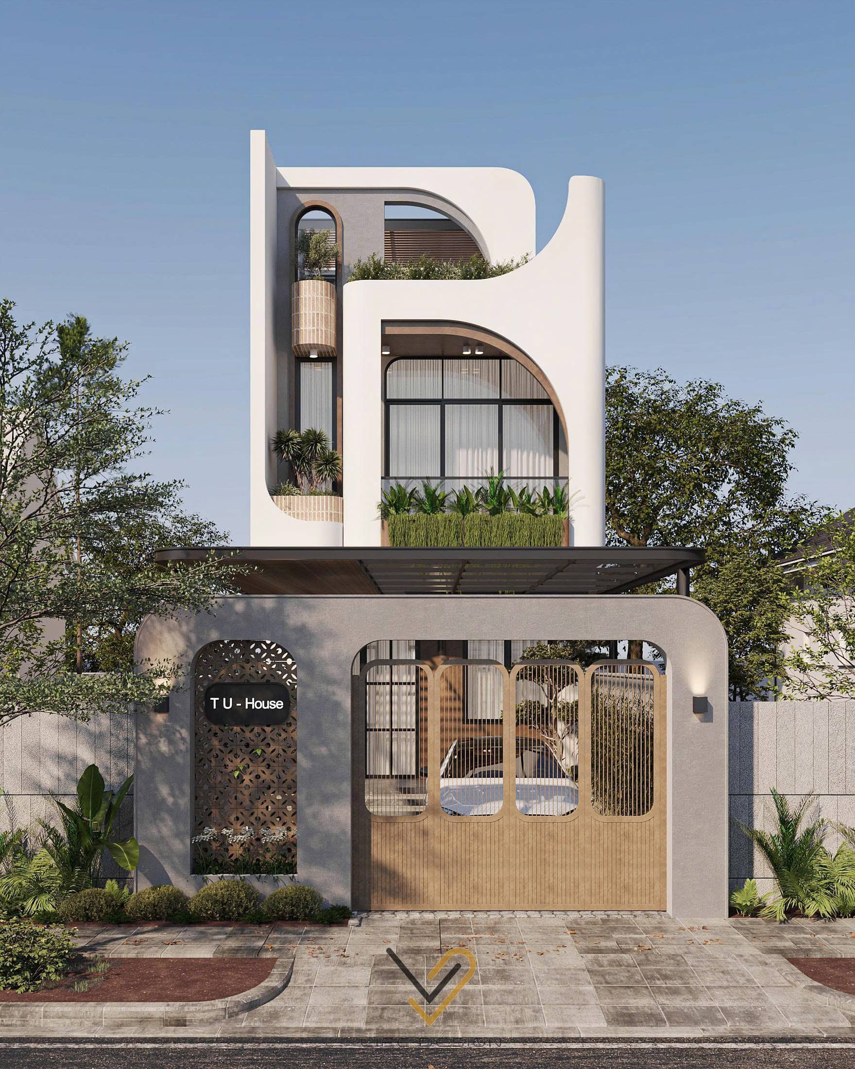 Kiến trúc nhà phố mái bằng 