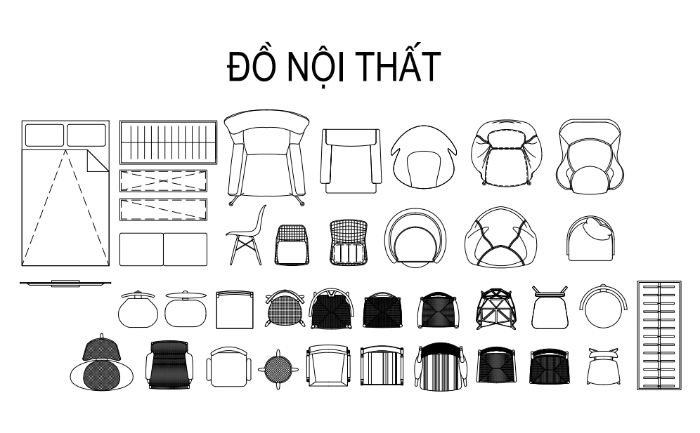 Ký hiệu các mẫu sofa thường dùng trong bản vẽ 