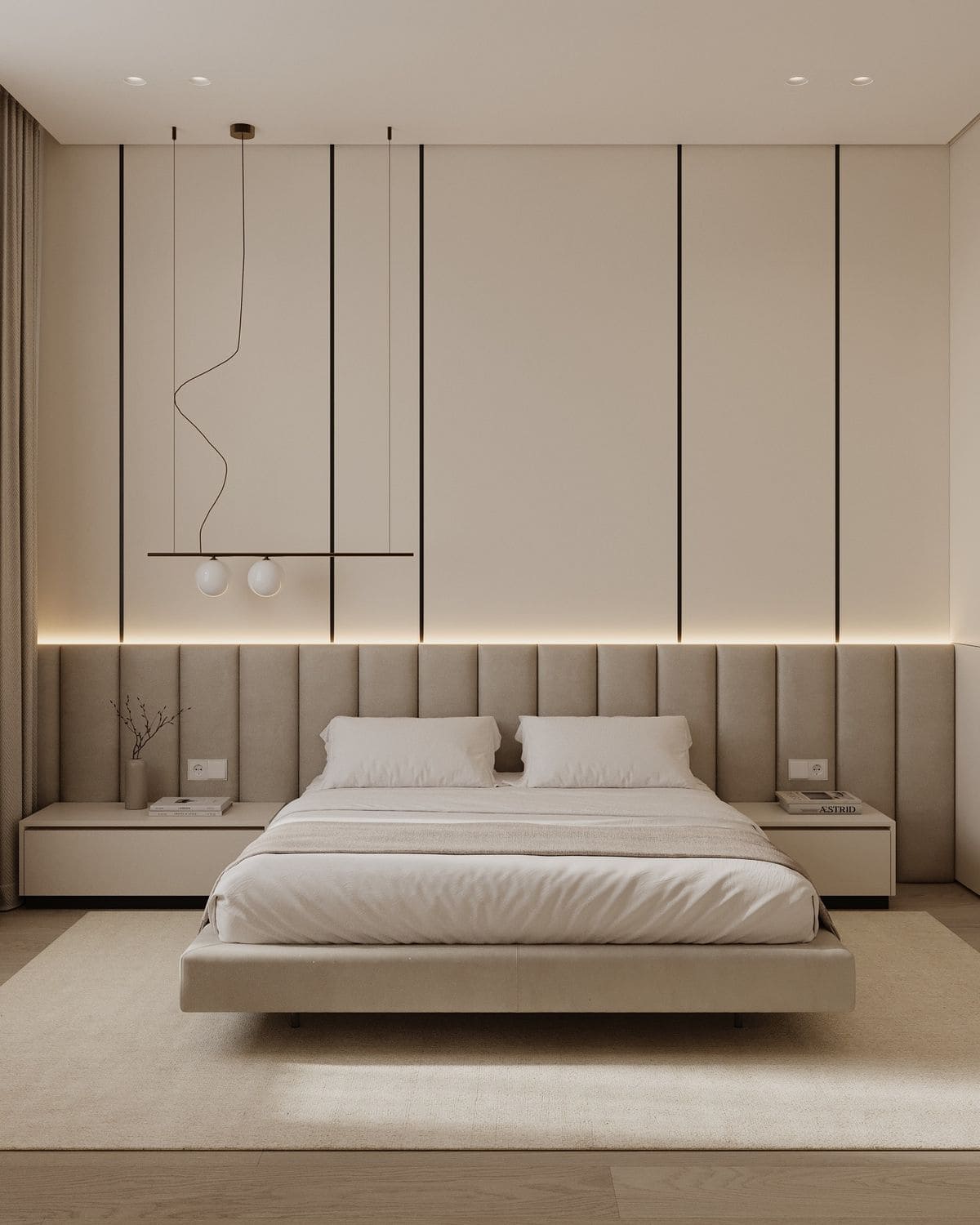 Phòng ngủ phong cách Cloud dancer ôm trọn không gian, giúp tinh thần thư thái 