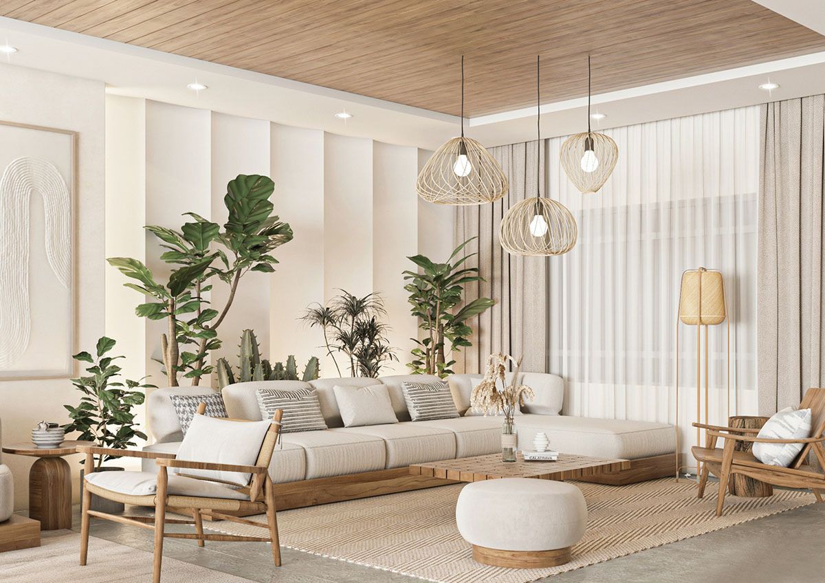 Thiết kế resort home sử dụng gam màu trắng sữa giúp không gian cao rộng và thư giãn tinh thần, mang đúng vibe chữa lành cho người ở 